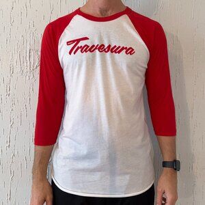 Travesura Raglan Band Tee Medium Red & White